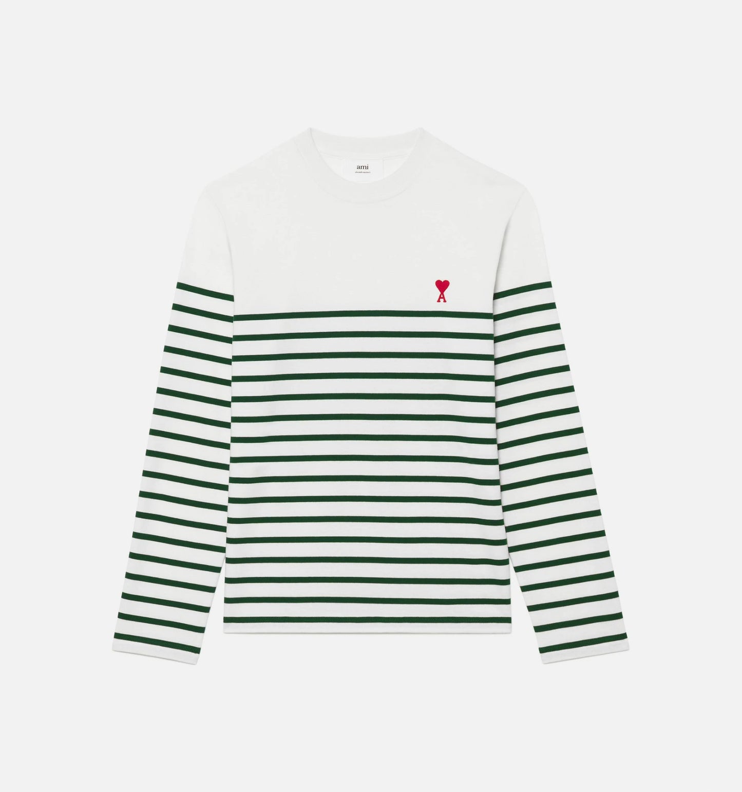 AMI Small Heart Stripe Long Sleeve T-Shirt (UTS300.072)