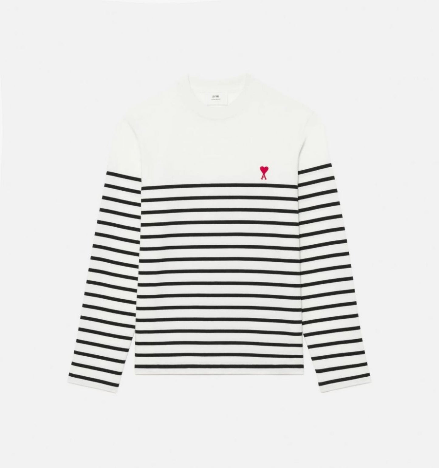 AMI Small Heart Stripe Long Sleeve T-Shirt (UTS300.072)