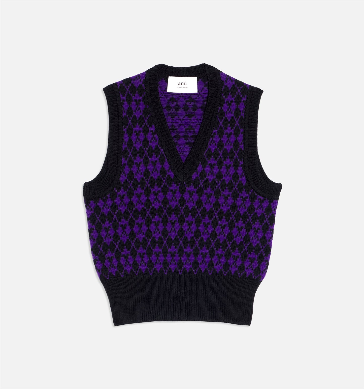 AMI Paris Ami de Coeur Wool Sweater Black/Purple (FKS730.030)