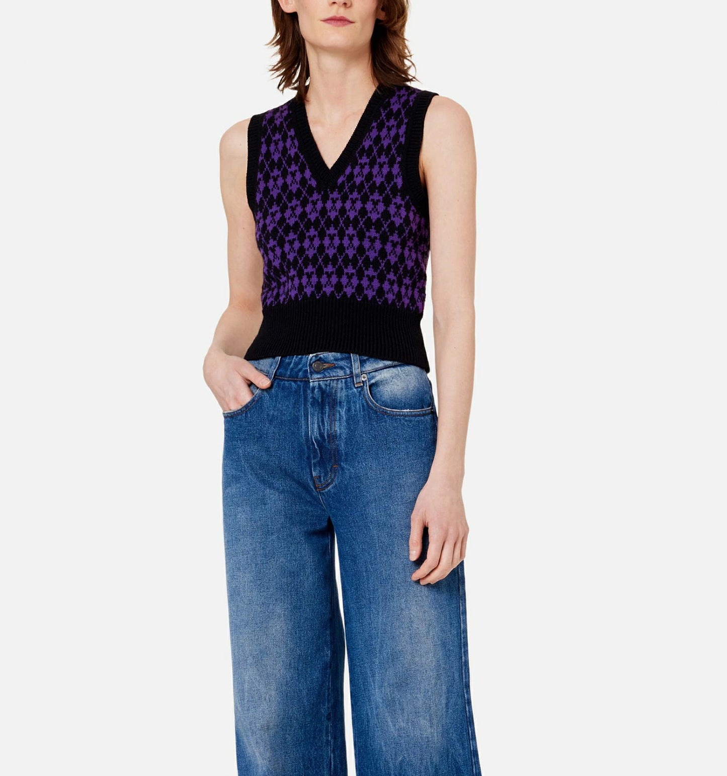 AMI Paris Ami de Coeur Wool Sweater Black/Purple (FKS730.030)