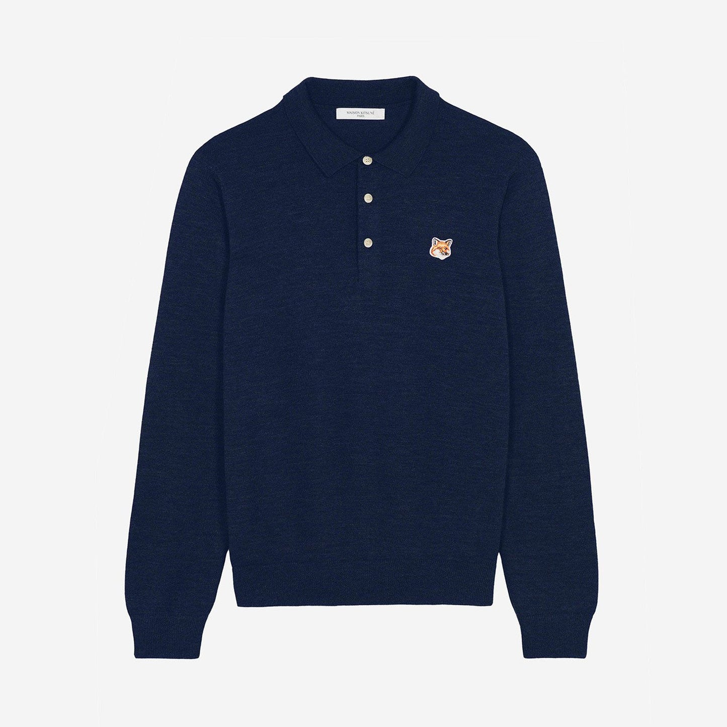 Maison Kitsuné Fox Head Patch Long Sleeved Polo Shirt (JM00502KT1036)