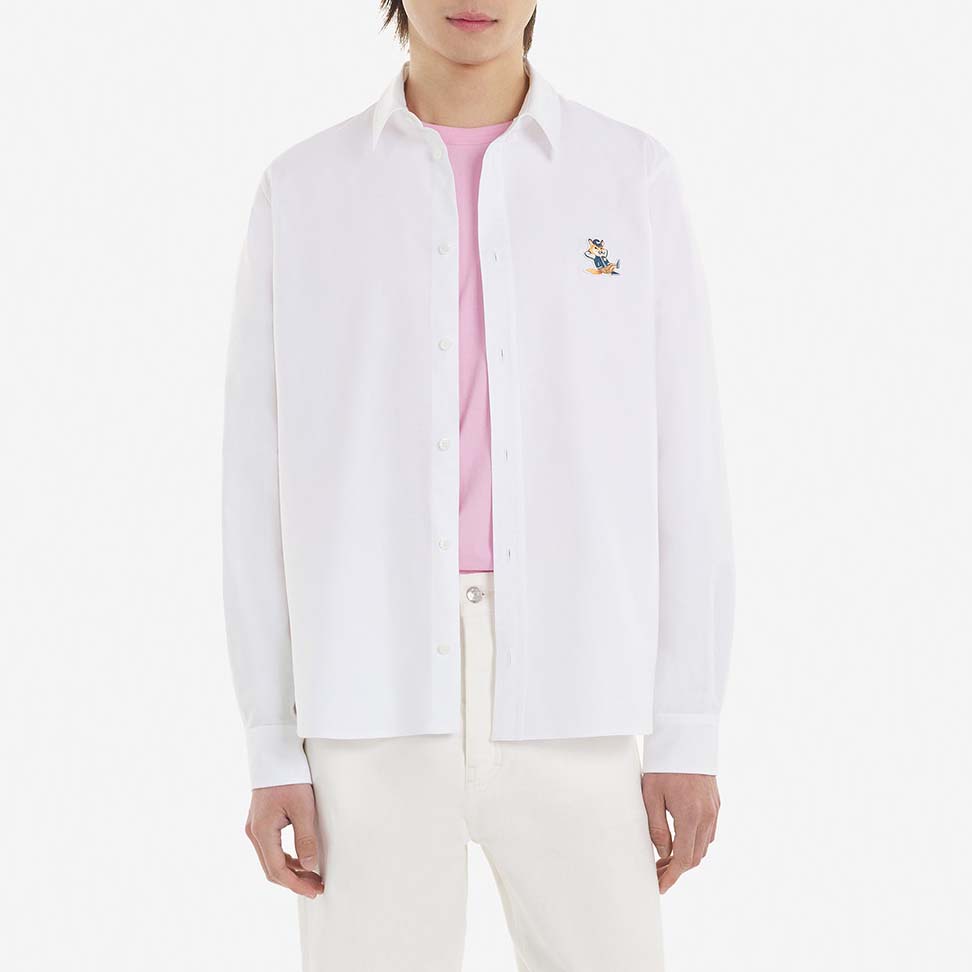 Maison Kitsuné Dressed Fox Patch Relaxed Shirt White (KM00488WC2010)