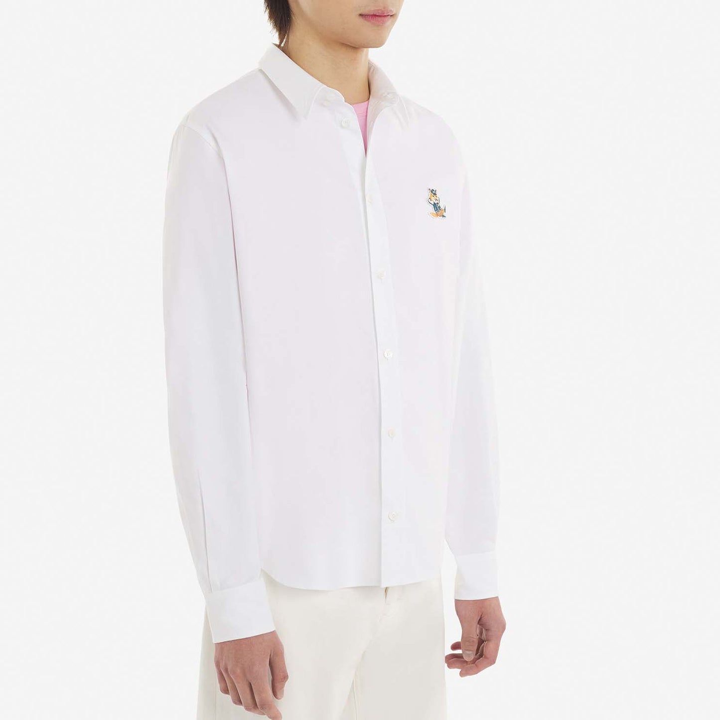 Maison Kitsuné Dressed Fox Patch Relaxed Shirt White (KM00488WC2010)