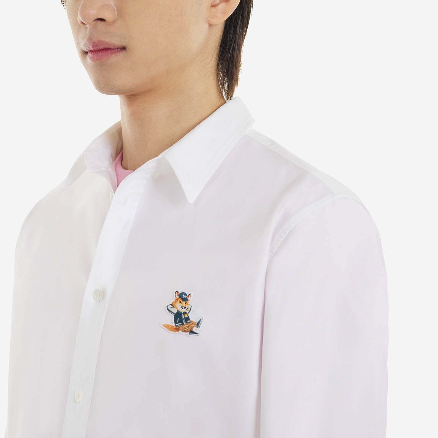 Maison Kitsuné Dressed Fox Patch Relaxed Shirt White (KM00488WC2010)