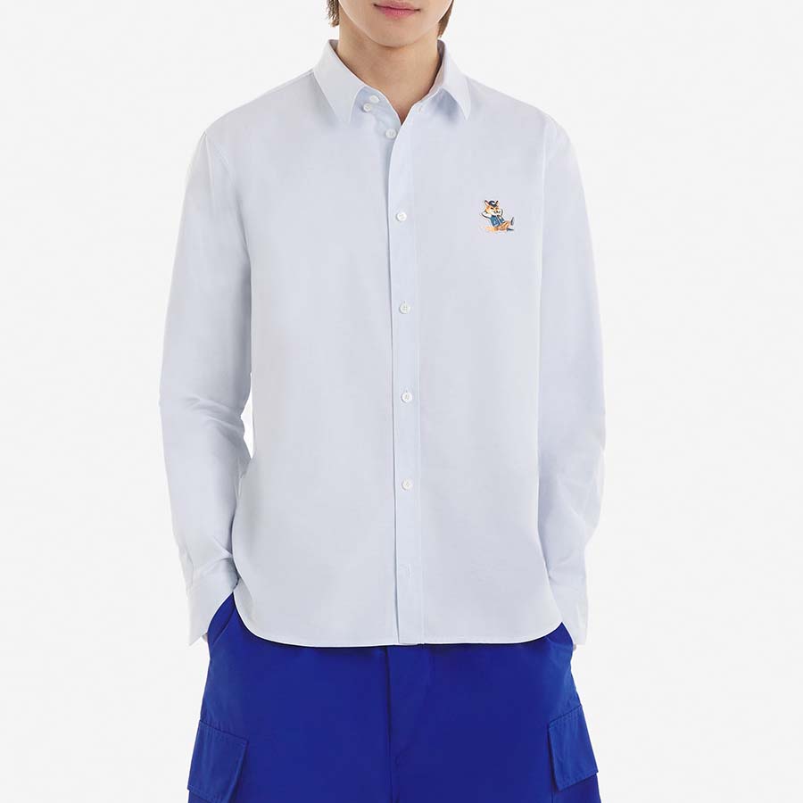 Maison Kitsuné Dressed Fox Patch Relaxed Shirt White (KM00488WC2010)