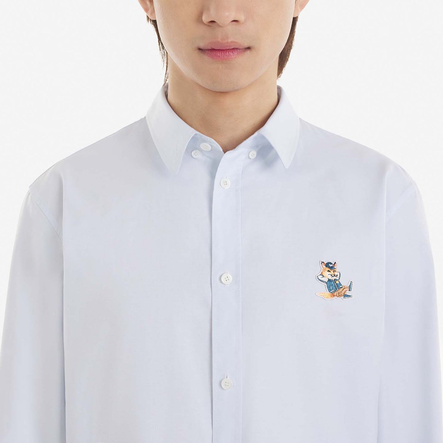 Maison Kitsuné Dressed Fox Patch Relaxed Shirt White (KM00488WC2010)