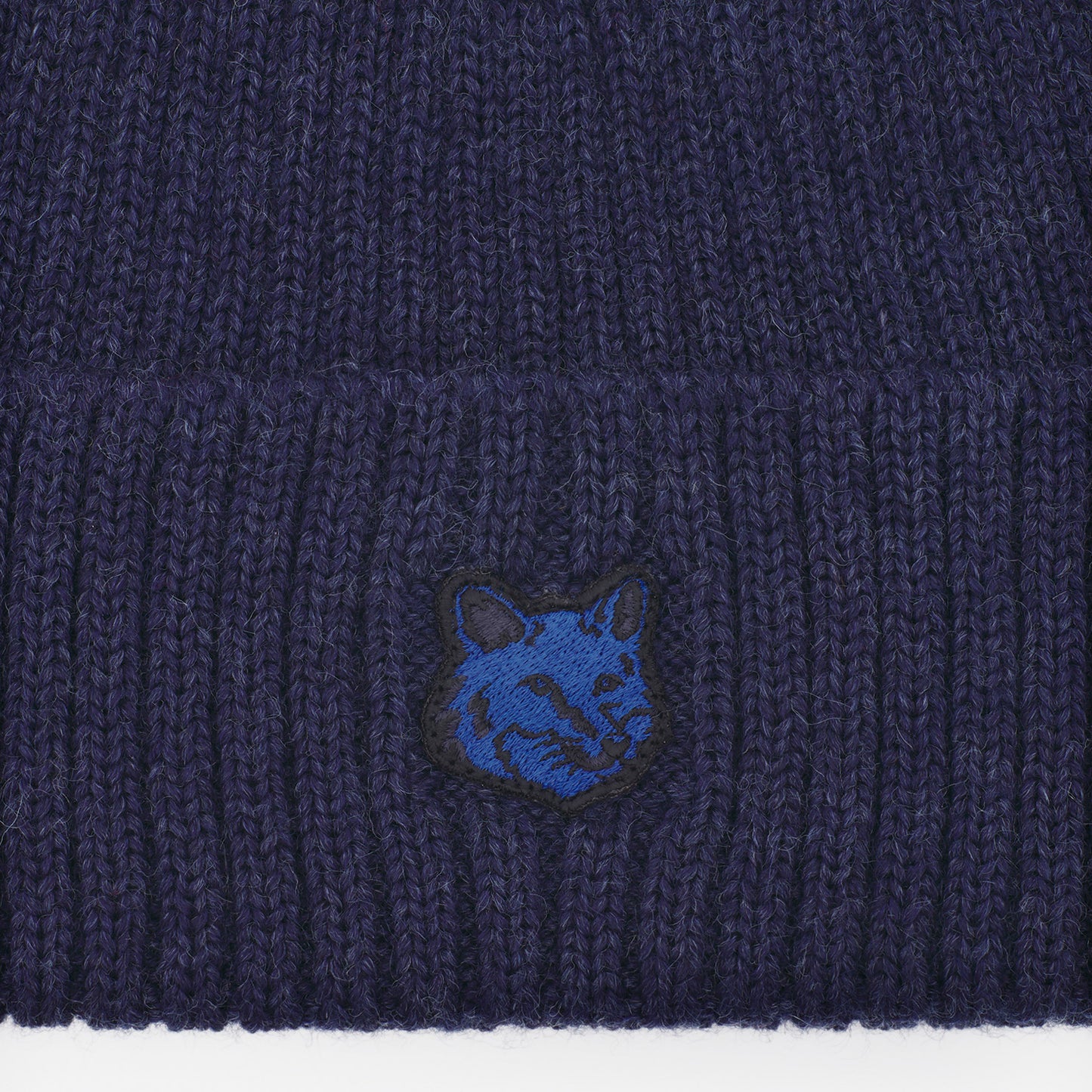Maison Kitsuné Wool Ribbed Fox Head Beanie (LM06111KT1022)
