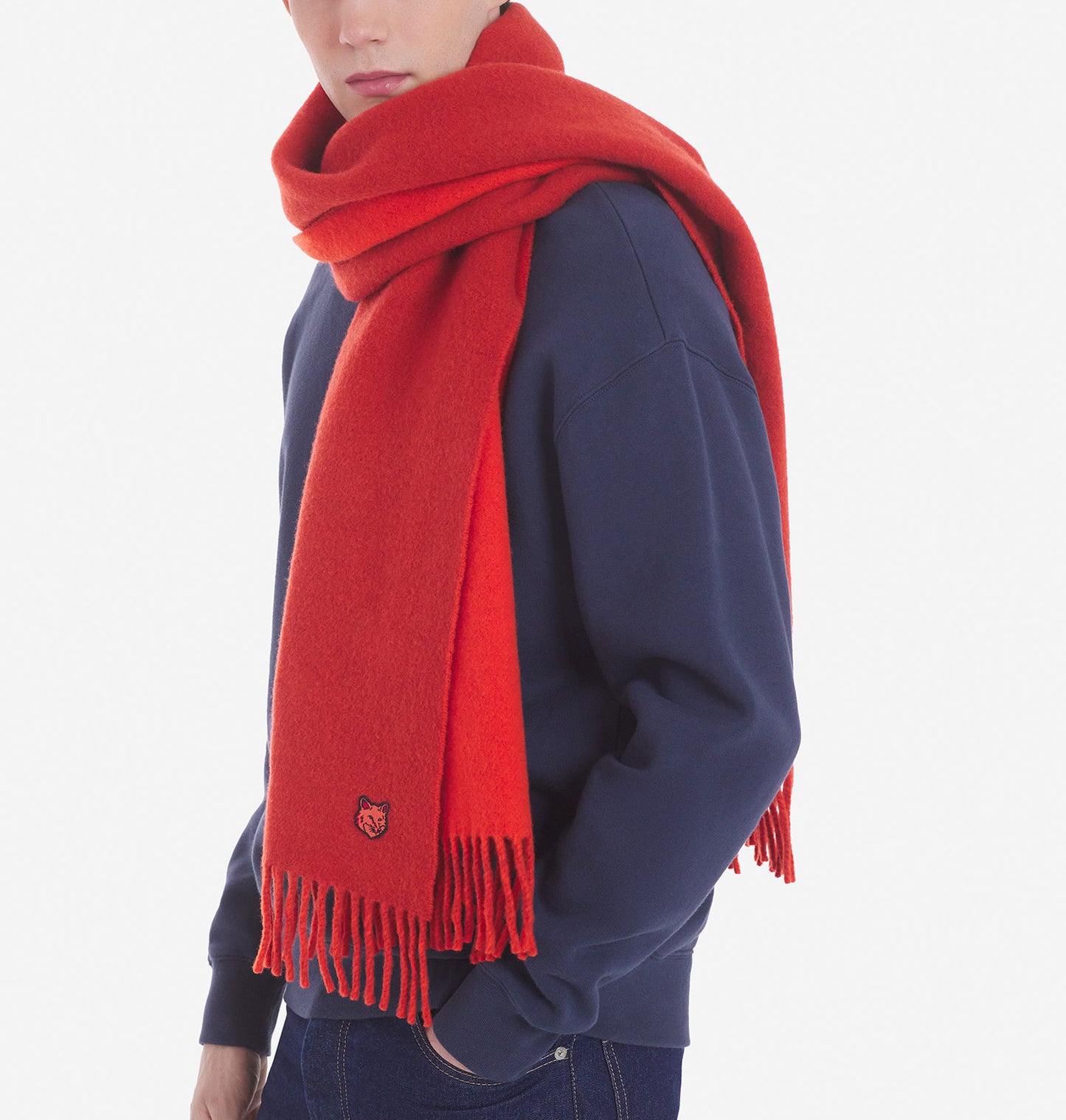 Maison Kitsuné Wool Scarf Navy (LM06201WA0018)