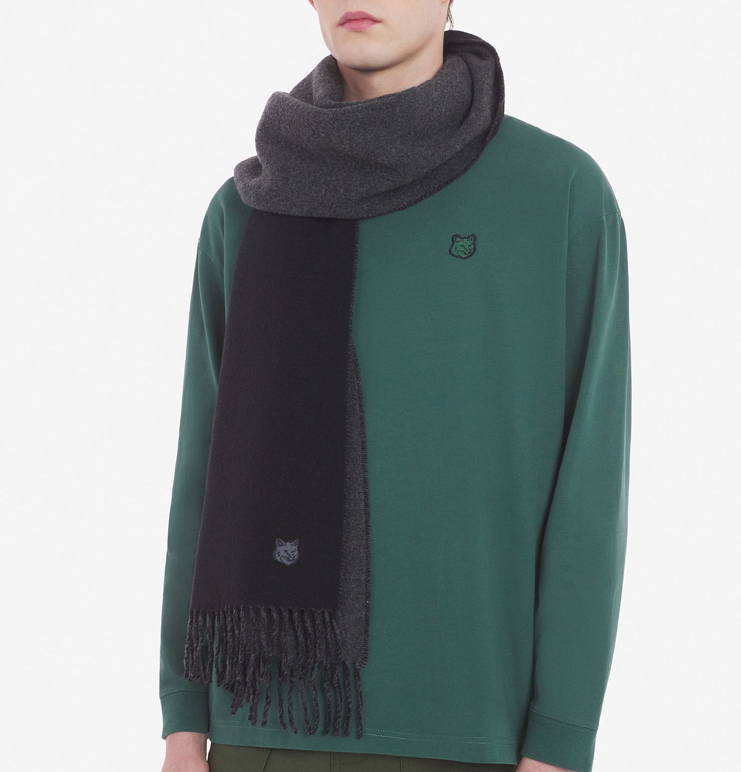 Maison Kitsuné Wool Scarf Navy (LM06201WA0018)
