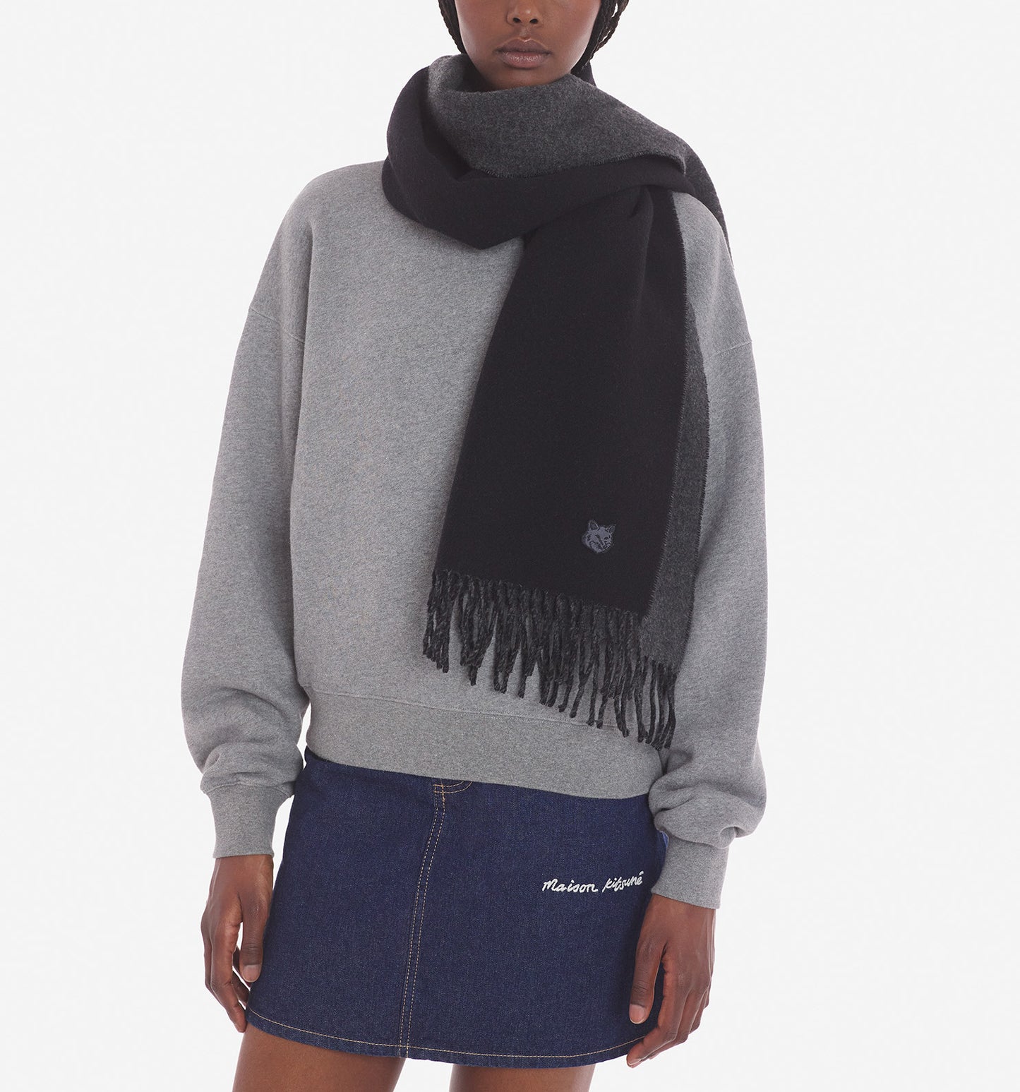 Maison Kitsuné Wool Scarf Navy (LM06201WA0018)