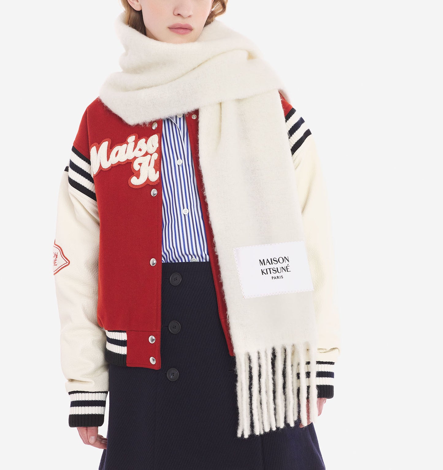 Maison Kitsuné Baby Alpaka Scarf Ivory (LM06206WA0022)