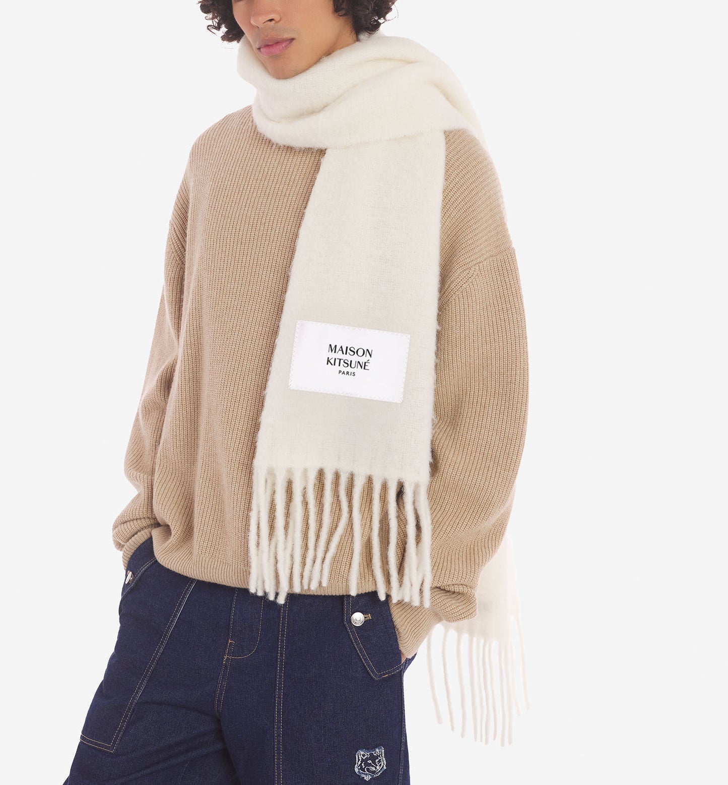 Maison Kitsuné Baby Alpaka Scarf Ivory (LM06206WA0022)