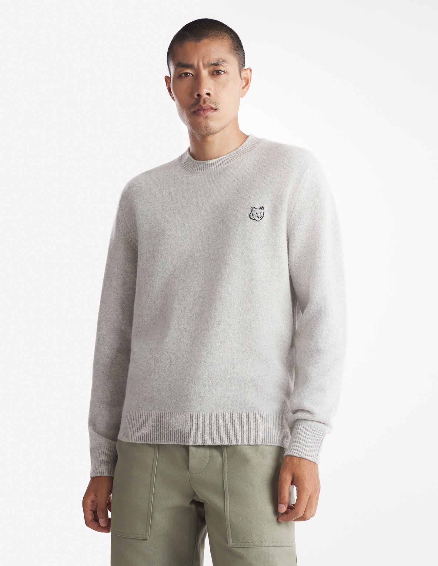 Maison Kitsuné Grey Fox Patch Classic Sweater (MM00815KT1036)