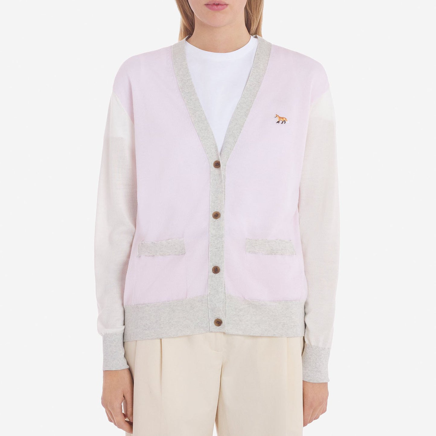Maison Kitsuné Pastel Contrast Fox Head Cardigan (MW00505KT1036)