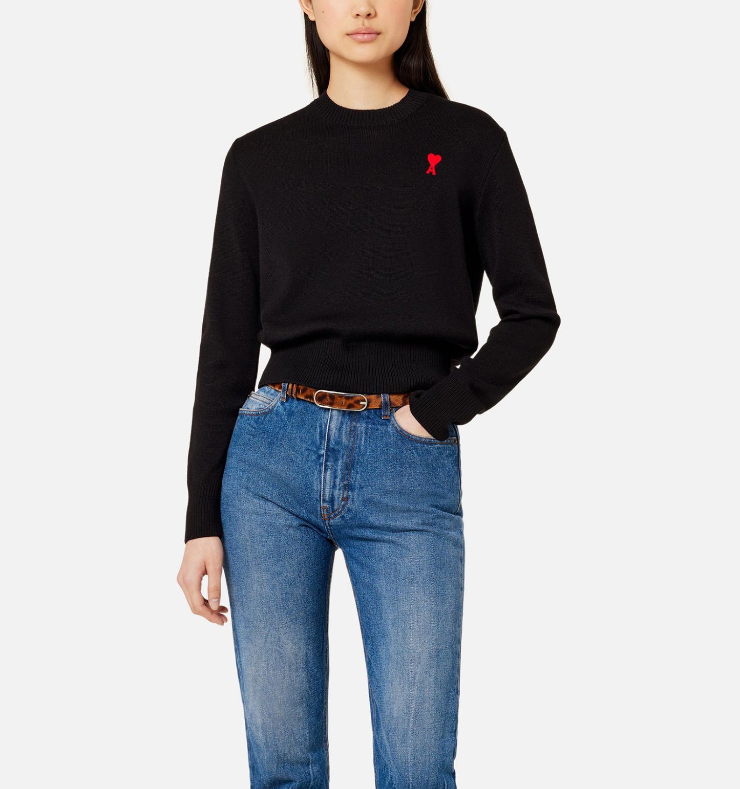 AMI Small Heart Logo Crewneck Sweater (FKS001.001)