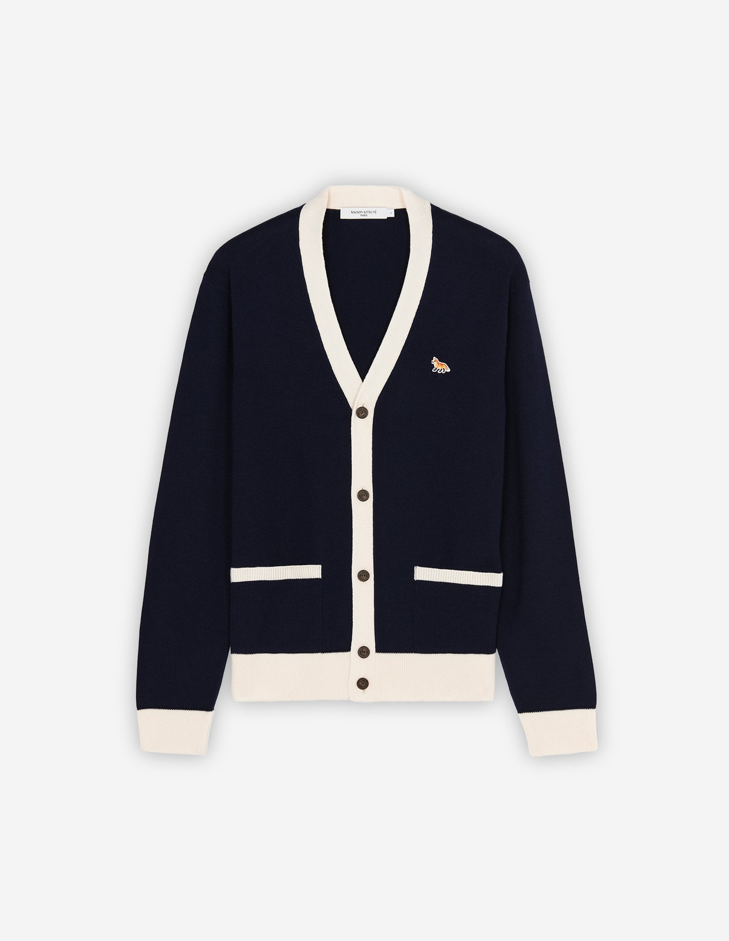 Maison Kitsuné Contrast Trim Fox Head Cardigan (HU00542KT1036)