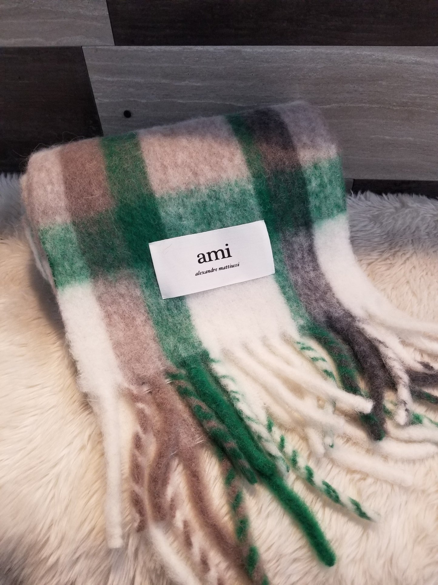 AMI Paris Oversized Check Wool Scarf (H21A405.335)