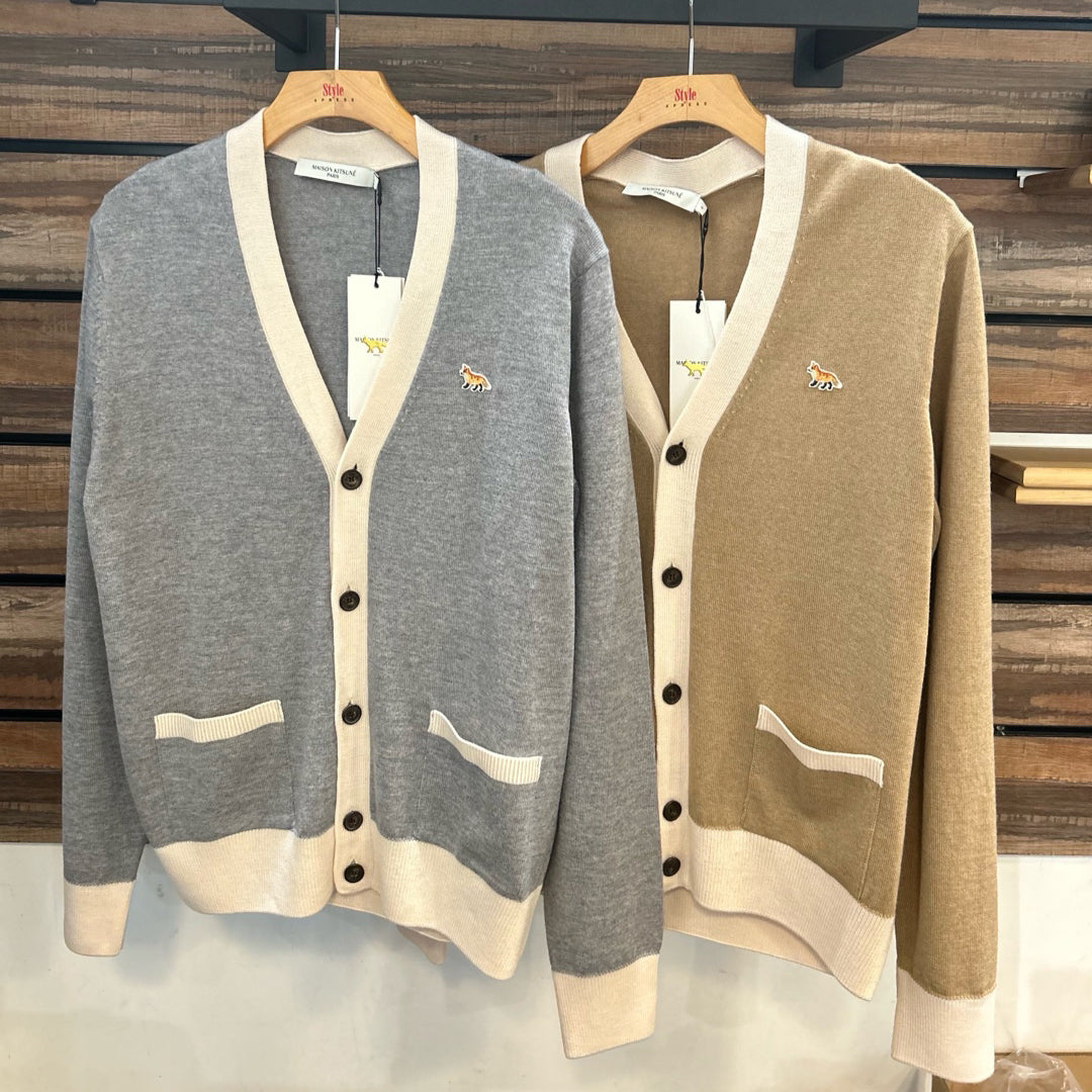 Maison Kitsuné Contrast Trim Fox Head Cardigan (HU00542KT1036)