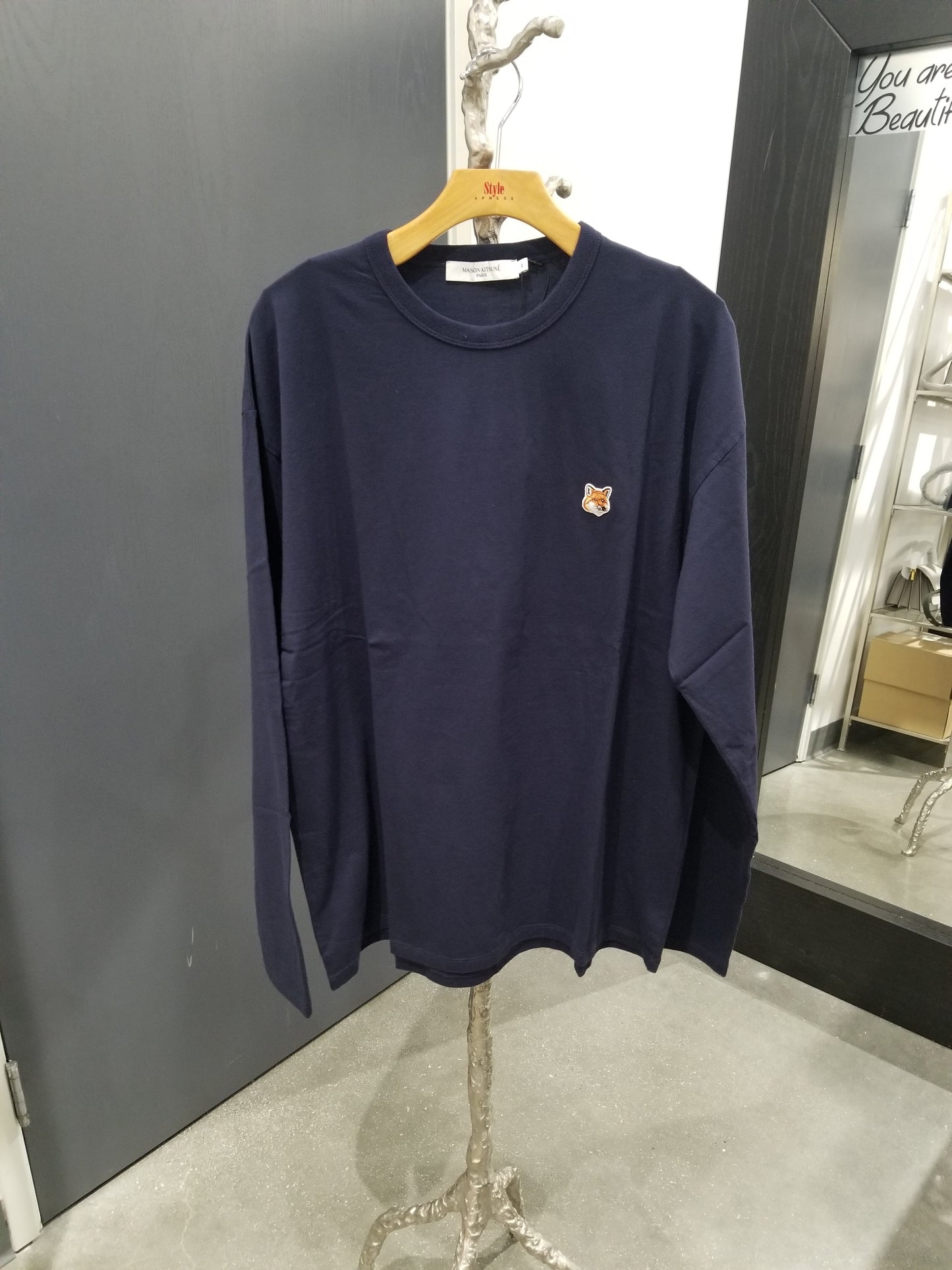 Maison Kitsuné Tricolor Fox Patch Long Sleeve Tee (FU00163KJ0010)
