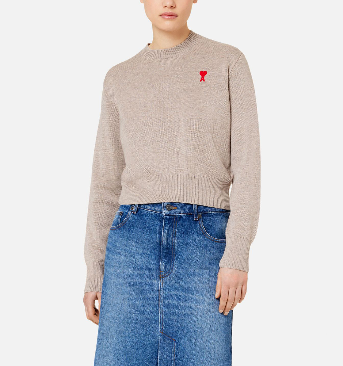 AMI Small Heart Logo Crewneck Sweater (FKS001.001)