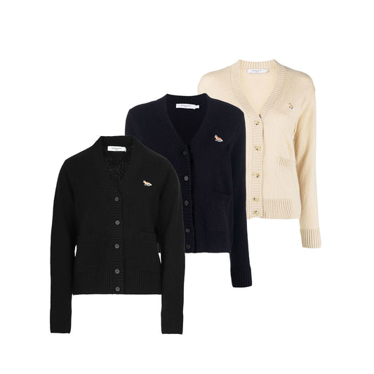 Maison Kitsuné Classic Fox Head Wool Cardigan (HW00503KT1006)