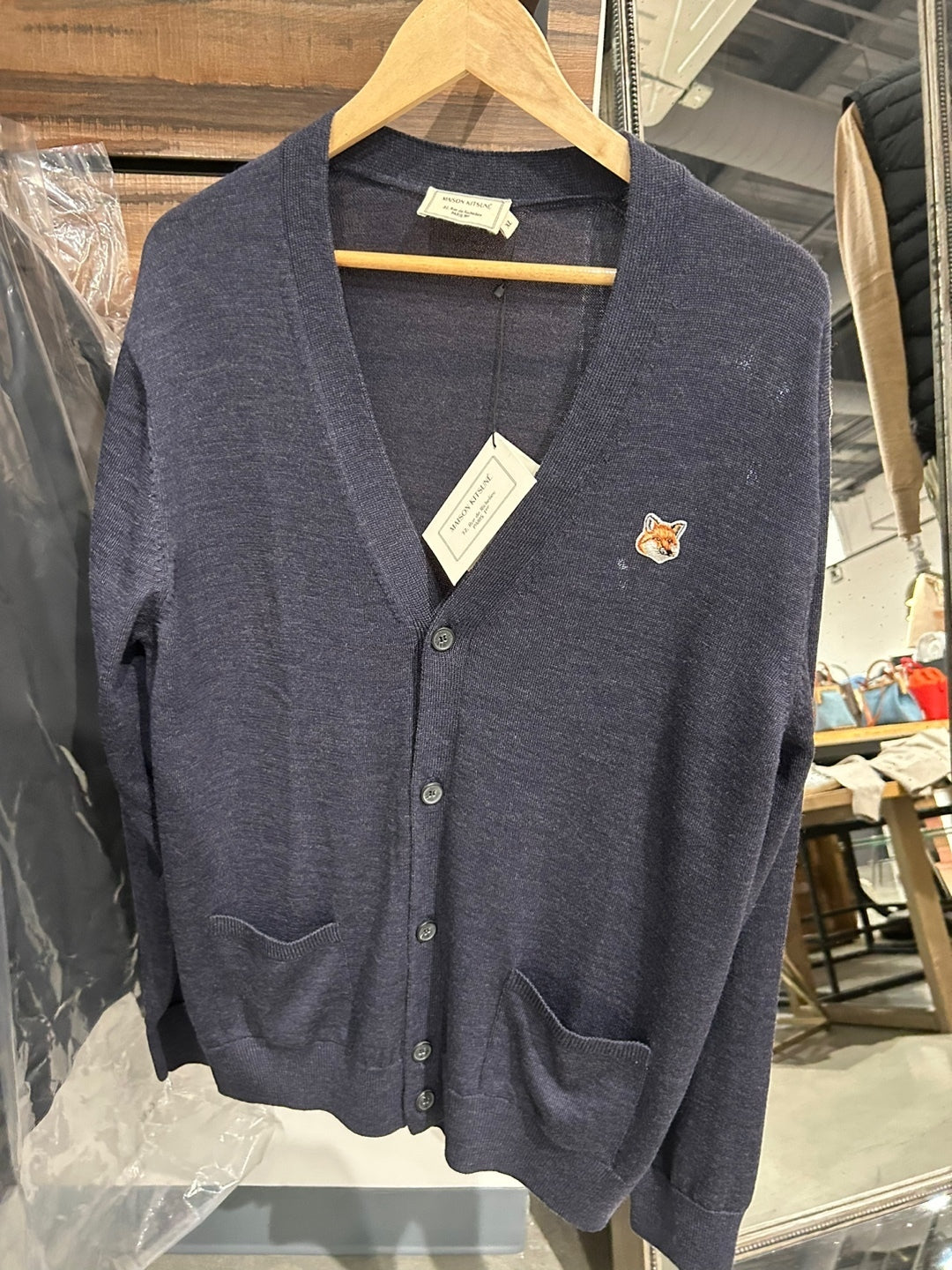 Maison Kitsuné Fox Head Patch Wool Cardigan (GU00542KT1036)