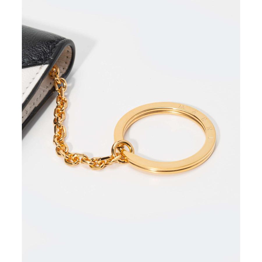Marni Tricolor Leather Card Holder with Key Ring (PFMO0084U0)